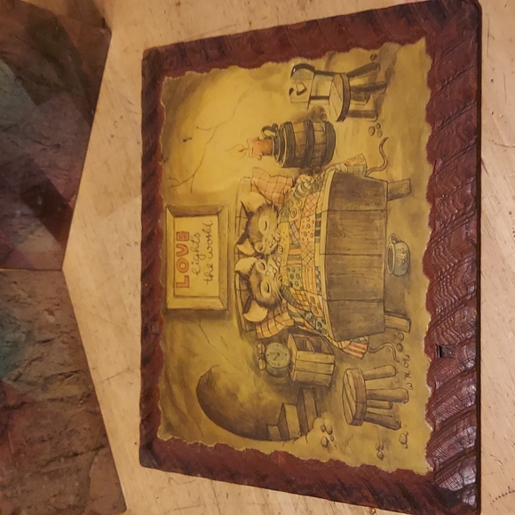 VINTAGE 1977 Cartoon Mouse Wall Art Love Lights the World Cottagecore Cozy - Picture 1 of 4